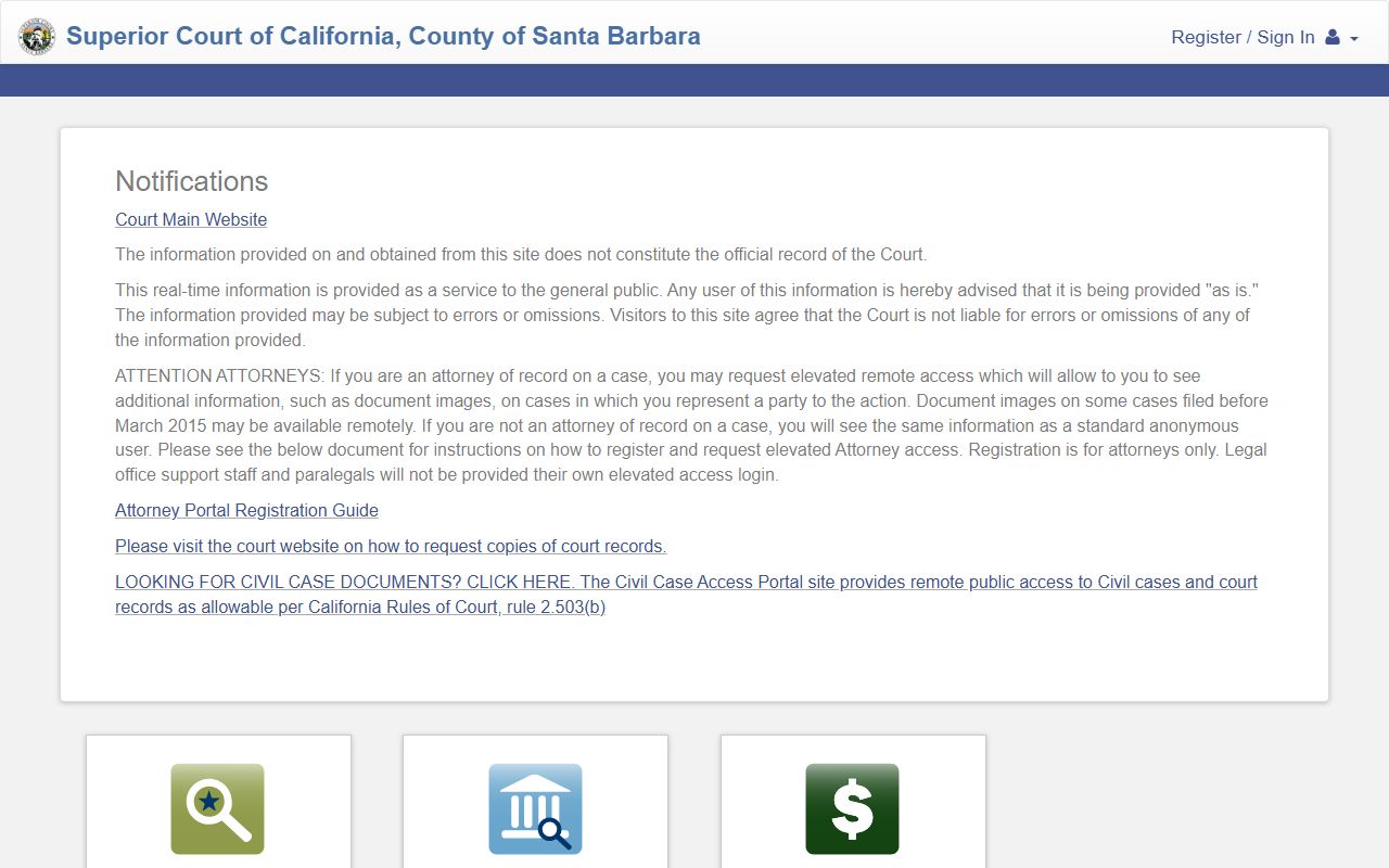 Santa Barbara Case Portal for Santa Barbara County felony records