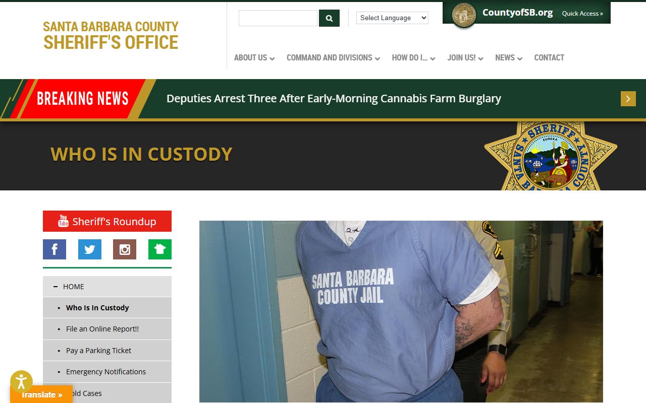 SB Sheriff Inmate Search for Santa Barbara County felony records