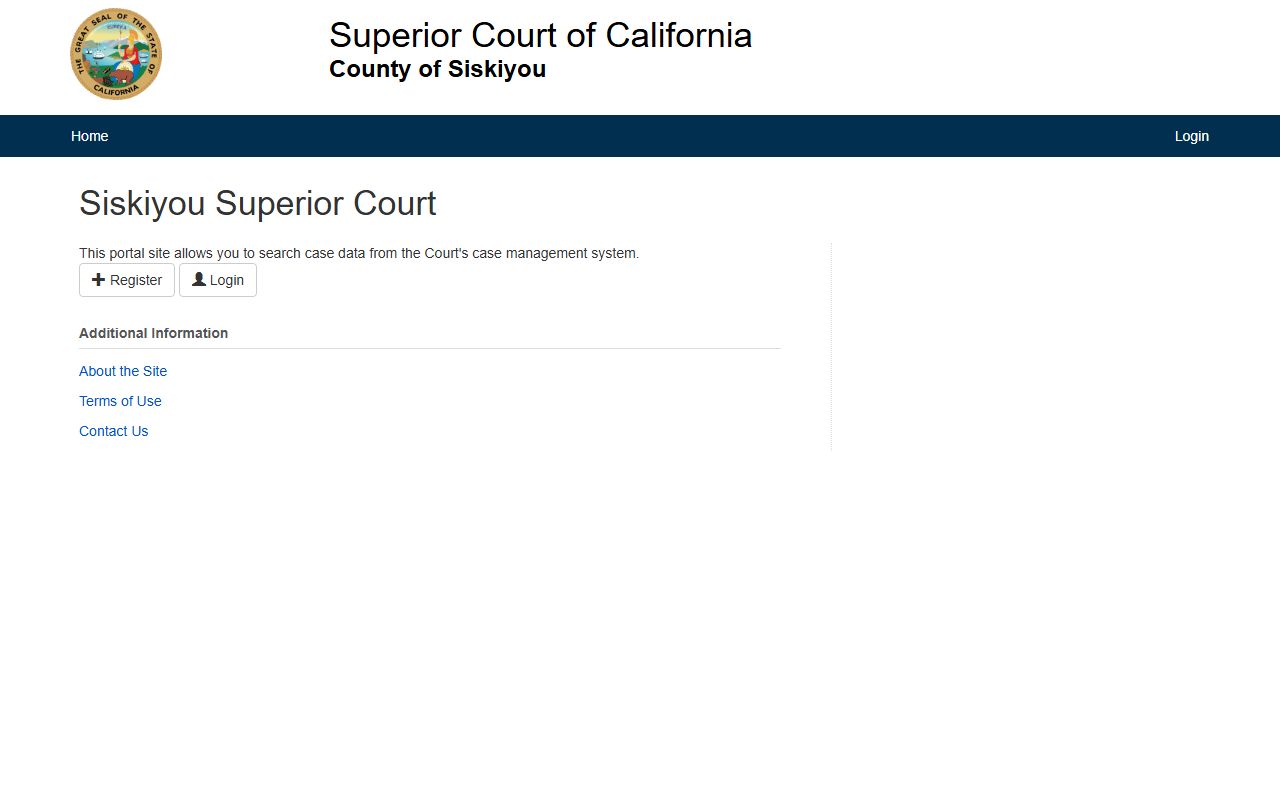 Siskiyou Case Portal for Siskiyou County felony records