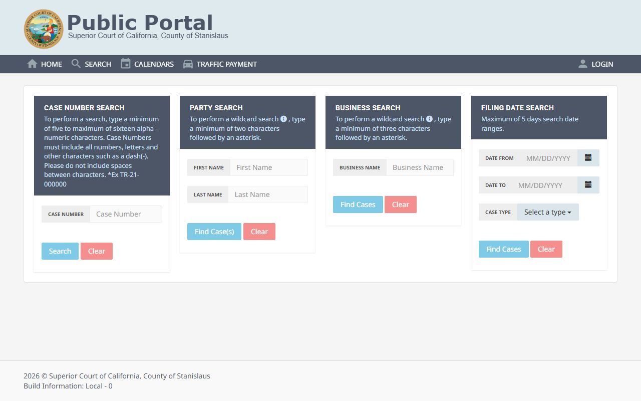 Stanislaus Case Portal for Stanislaus County felony records