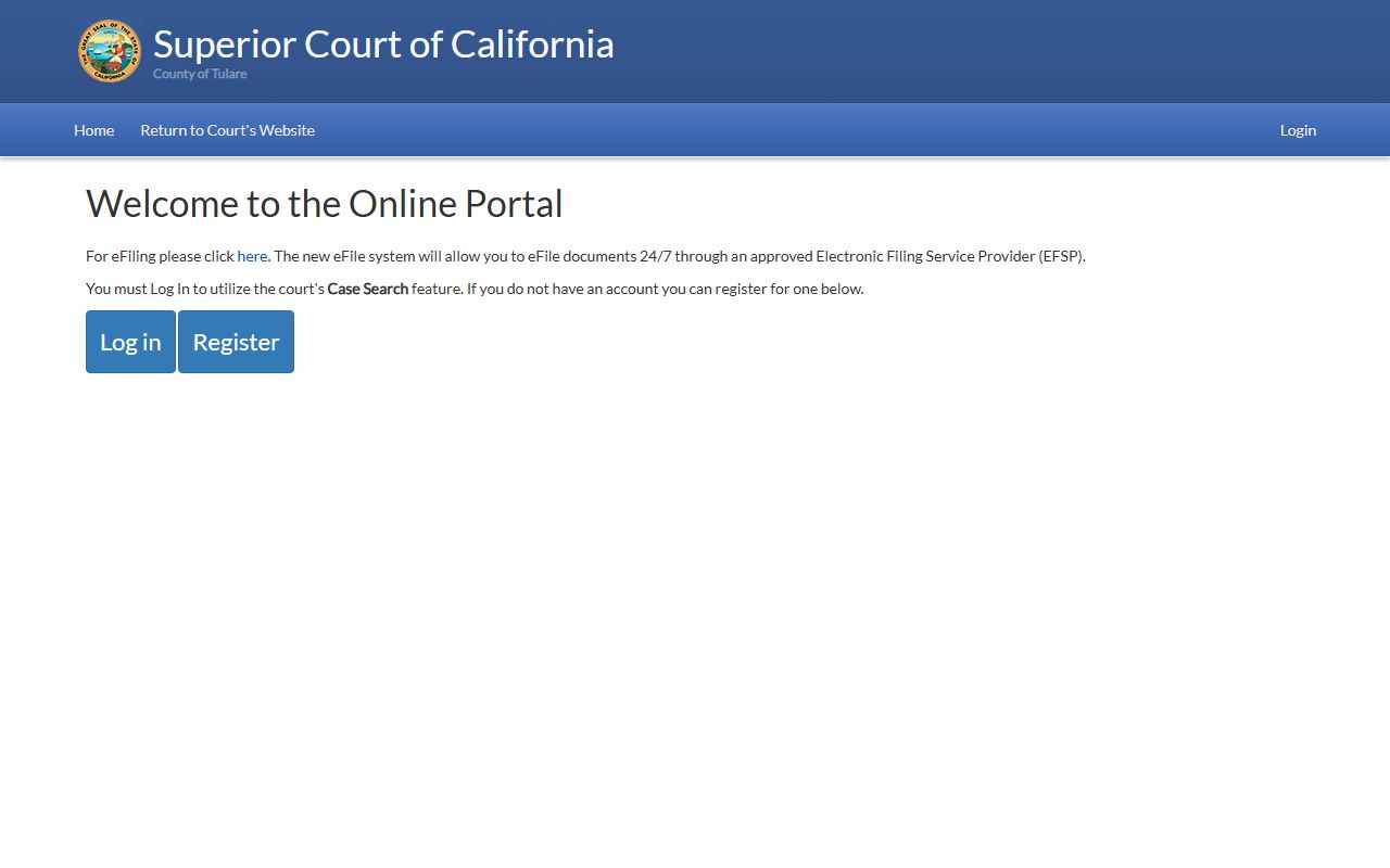 Tulare Court Portal for Tulare County felony records